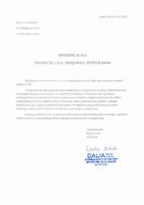 Referencje firmy DALIA dla Discolm